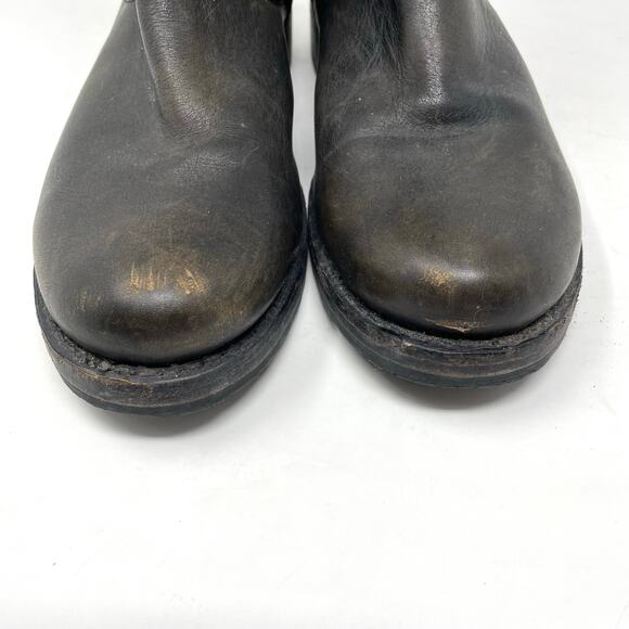 Frye Veronica Short Back Zip Buckle Distressed Engineer Moto Boots Gray Womens 7 - Picture 5 of 14